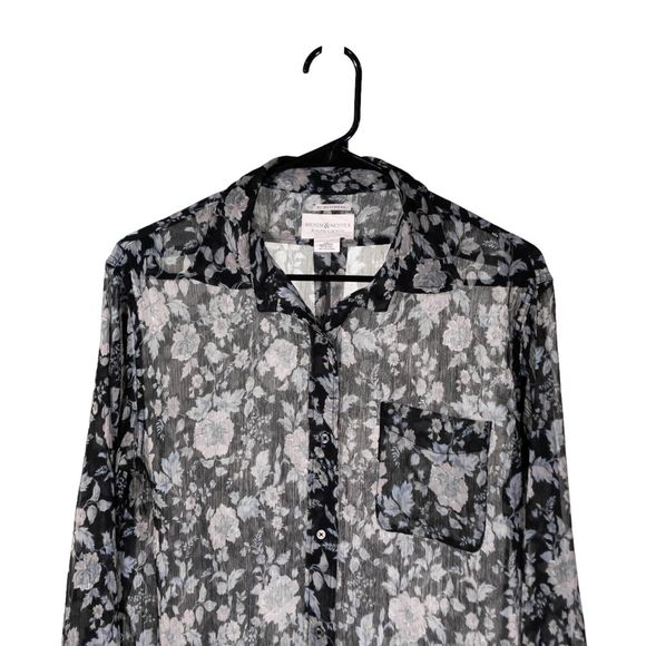 Denim Supply Ralph Lauren Shirt Button Up Floral Sheer Preppy Spring Tunic Top L - Picture 5 of 9